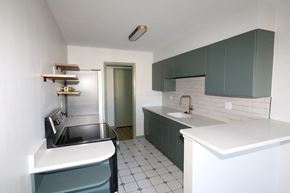 Denver apartment for rent - A kitchen with a sink and a counter.