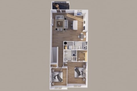 Floor plan for 2 beds, 2 baths, 1180 sqft