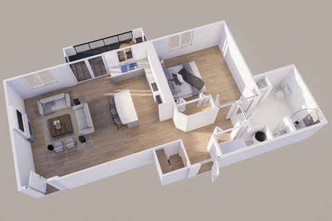 Floor plan for 1 bed, 1 bath, 1102 sqft