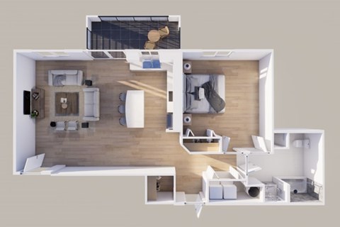 Floor plan for 1 bed, 1 bath, 1102 sqft