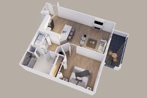 Floor plan for 1 bed, 1 bath, 866 sqft