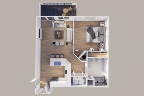 Floor plan for 1 bed, 1 bath, 866 sqft