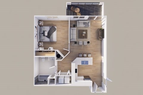 Floor plan for 1 bed, 1 bath, 866 sqft