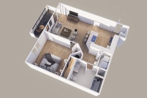 Floor plan for 1 bed, 1 bath, 866 sqft