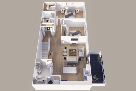 Floor plan for 2 beds, 2 baths, 1147 sqft