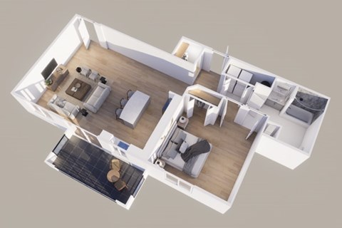 Floor plan for 1 bed, 1 bath, 1102 sqft