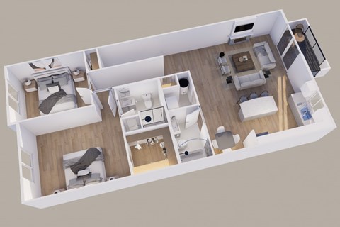 Floor plan for 2 beds, 2 baths, 1180 sqft
