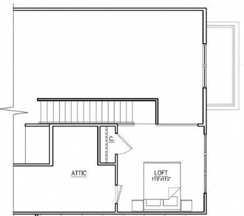 Floor plan for 1 bed, 1 bath, 1051 sqft