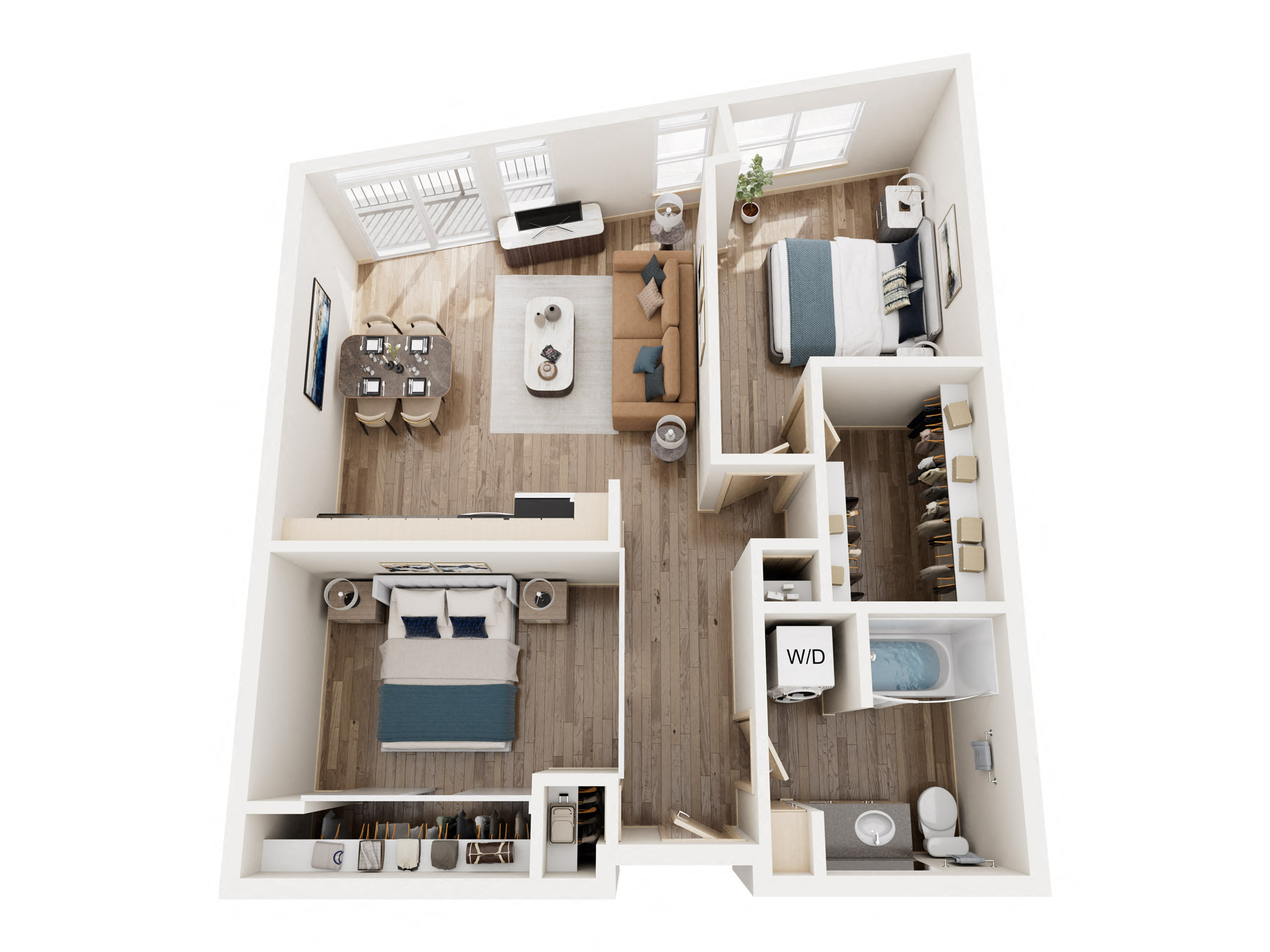 Floor plan for 2 beds, 1 bath, 814 sqft