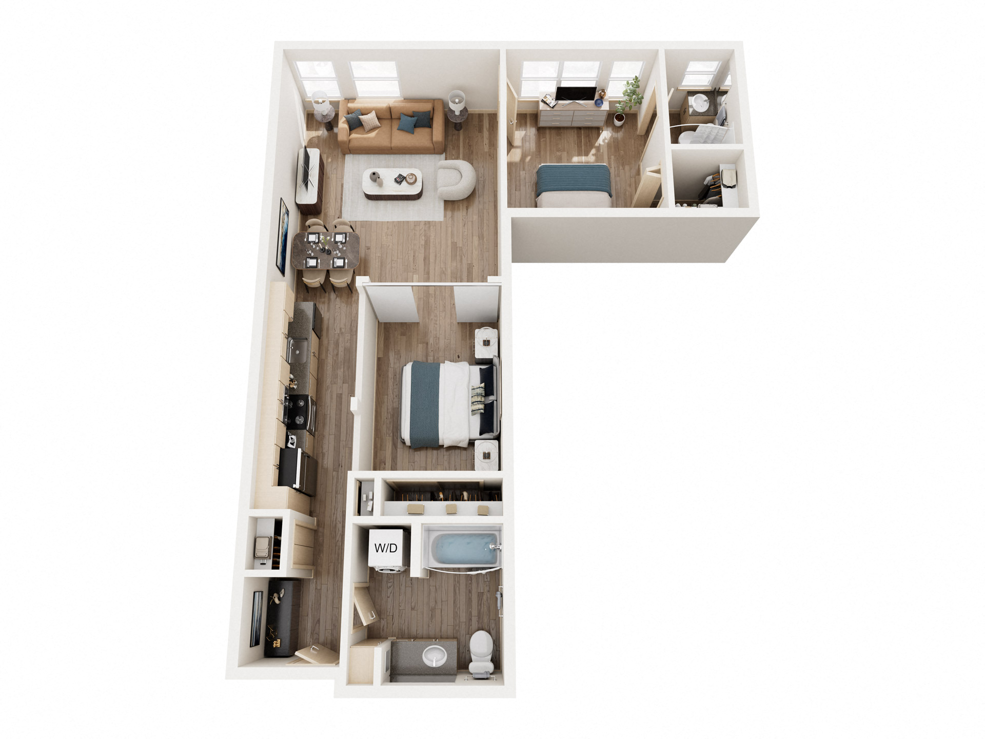 Floor plan for 2 beds, 2 baths, 1008 sqft