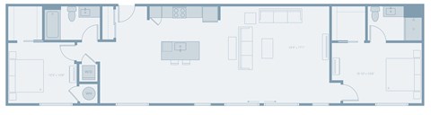Floor plan for 2 beds, 2 baths, 1334 sqft