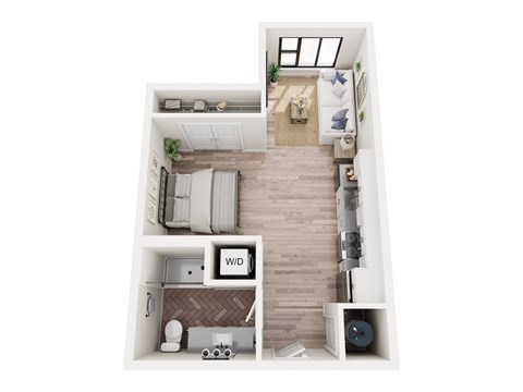 Floor plan for studio, 1 bath, 472 sqft