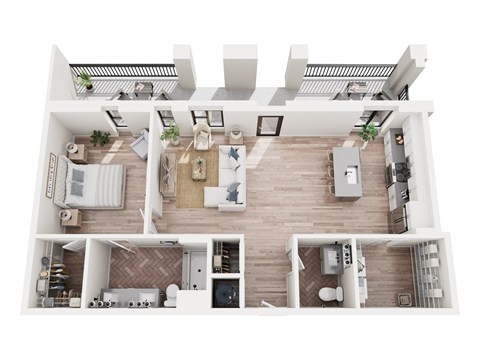 Floor plan for 1 bed, 1.5 baths, 918 sqft