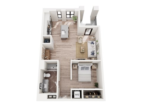 Floor plan for 1 bed, 1 bath, 700 sqft