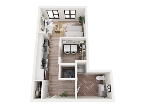 Floor plan for studio, 1 bath, 462 sqft