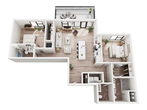 Floor plan for 2 beds, 2.5 baths, 1178 sqft