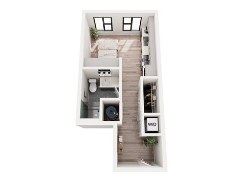 Floor plan for studio, 1 bath, 342 sqft