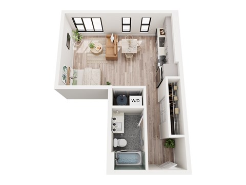 Floor plan for studio, 1 bath, 468 sqft