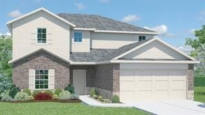 Austin house for rent - A two-story house with a garage and a brick facade.