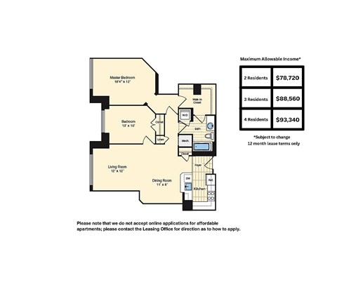 Floor plan for 2 beds, 1 bath, 1028 sqft