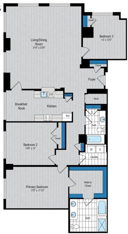 Floor plan for 3 beds, 2 baths, 1817 sqft
