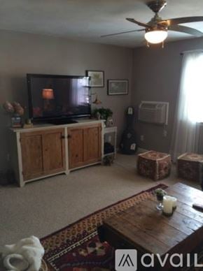 Portsmouth apartment for rent - A living room with a television, a wooden cabinet, and a rug.