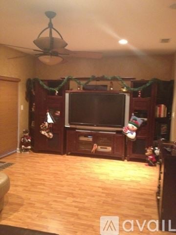Homestead house for rent - A living room with a television and a ceiling fan.