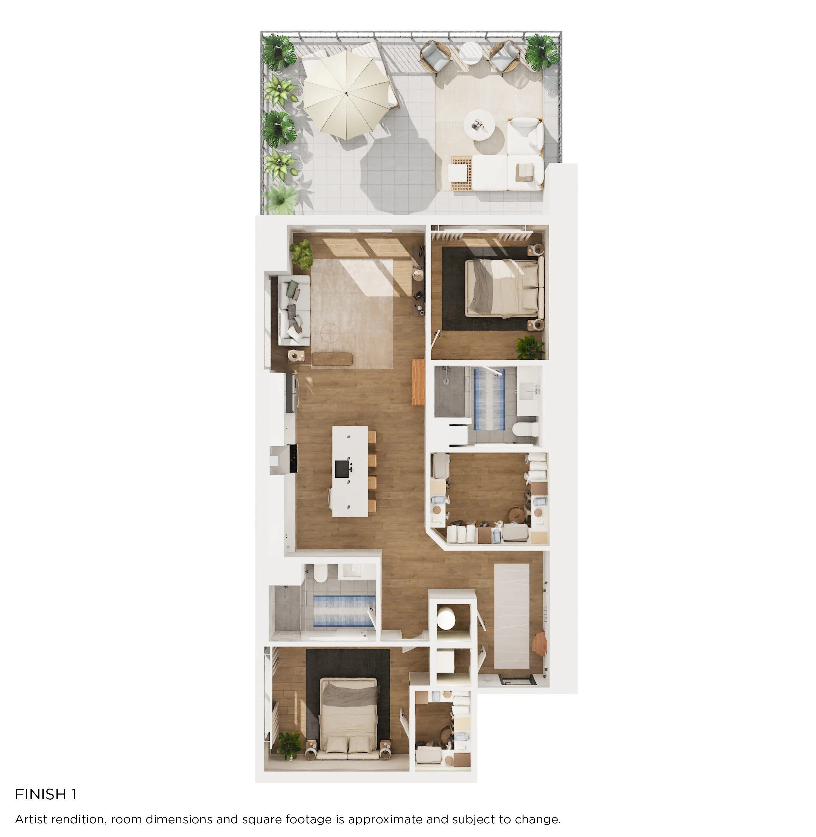 Floor plan for 2 beds, 2 baths, 1310 sqft