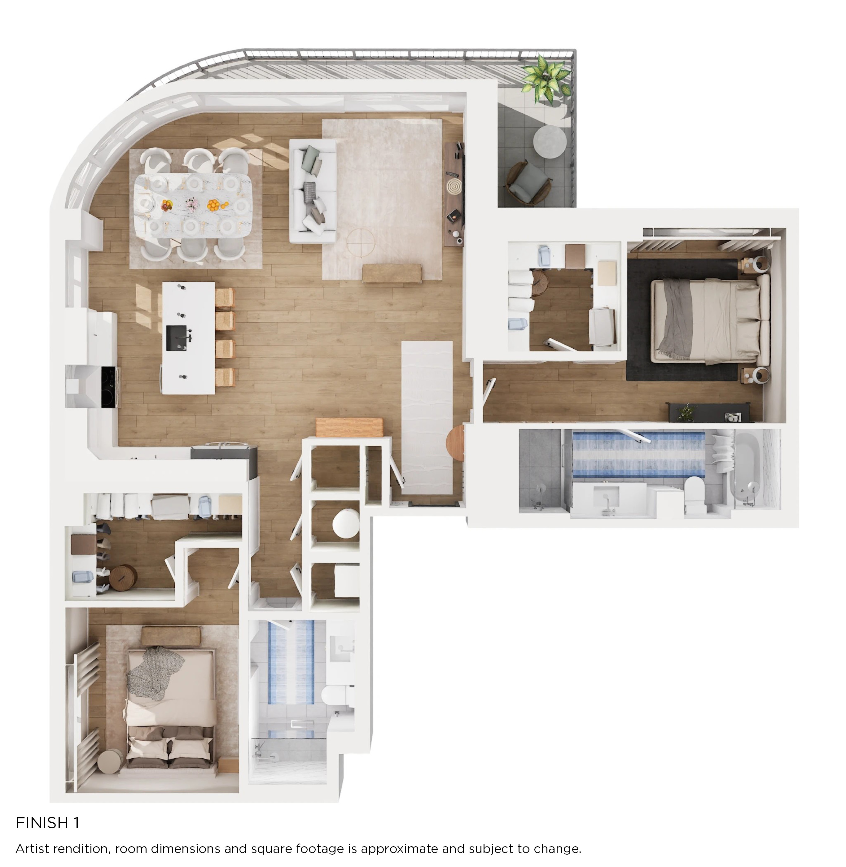 Floor plan for 2 beds, 2 baths, 1450 sqft
