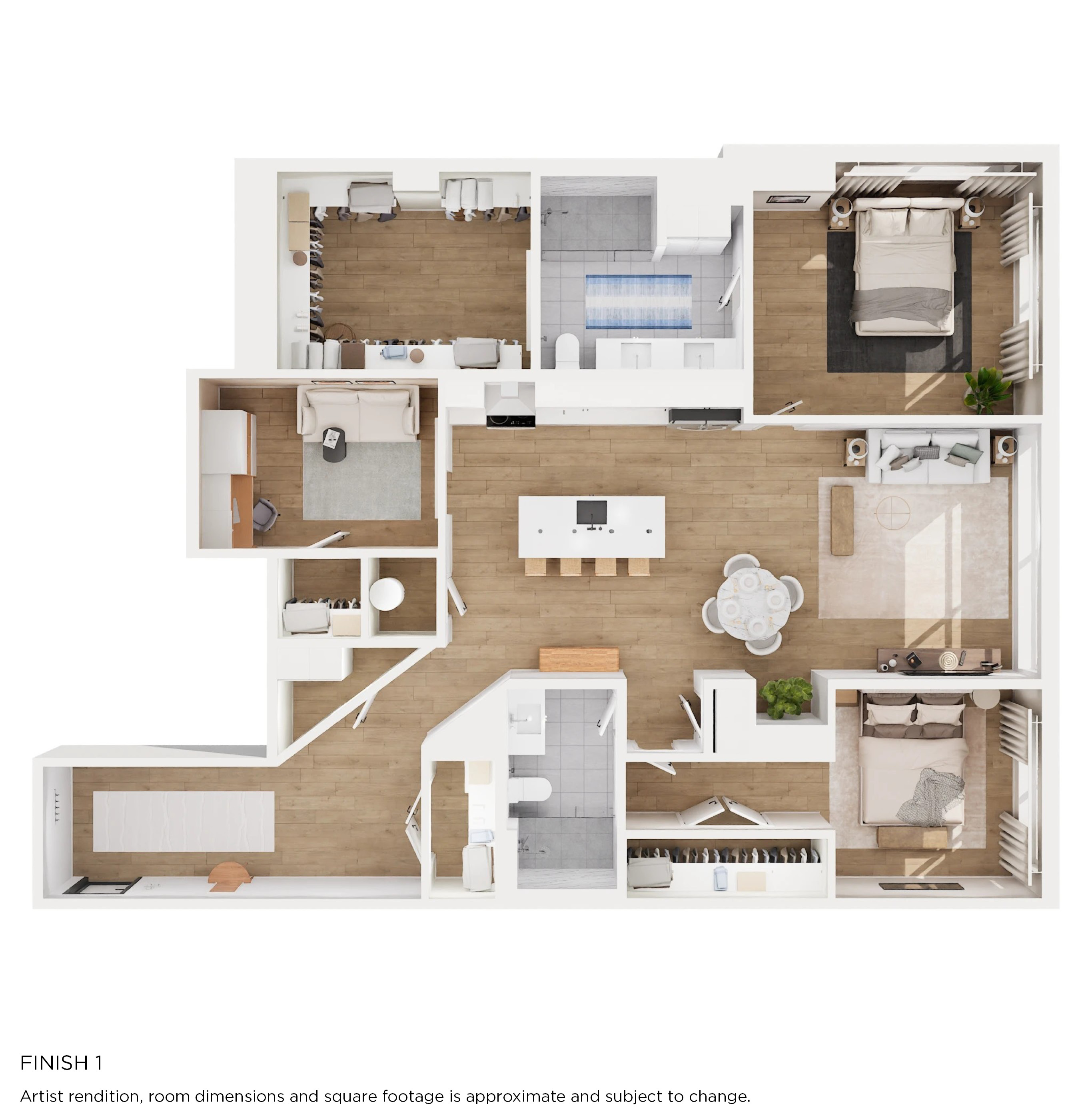 Floor plan for 2 beds, 2 baths, 1600 sqft