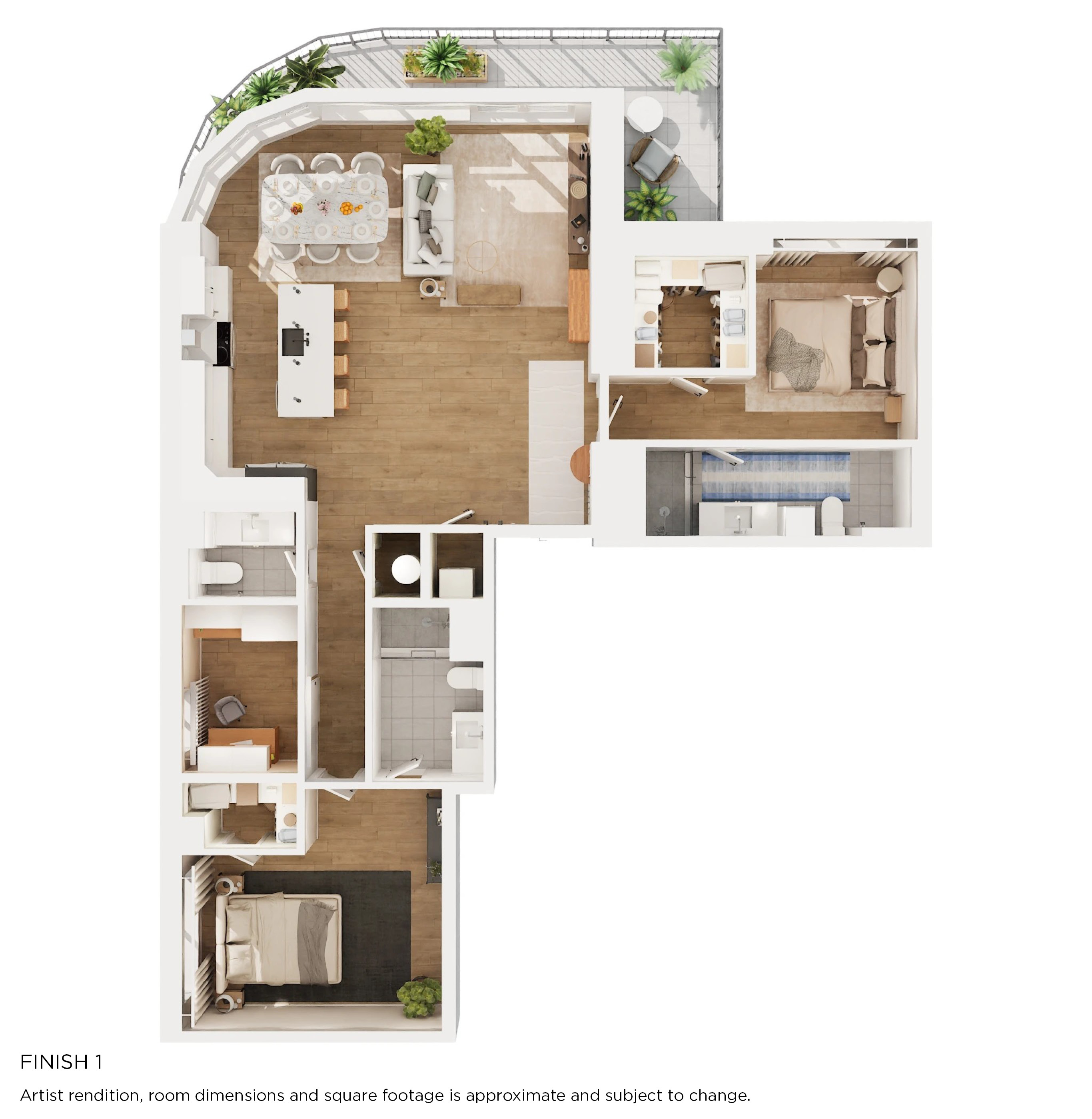 Floor plan for 2 beds, 2.5 baths, 1682 sqft