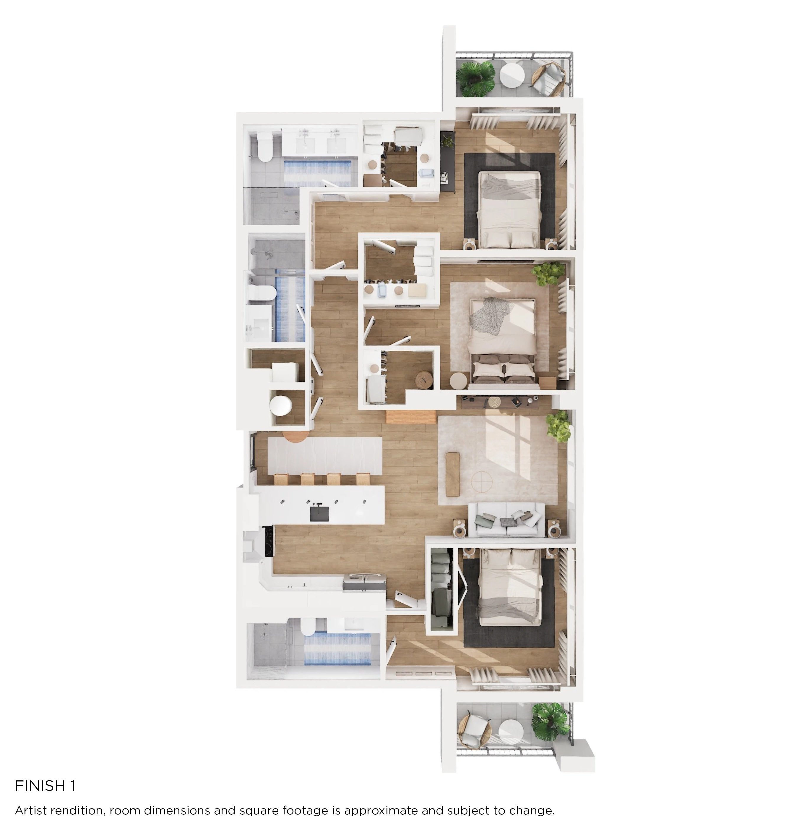 Floor plan for 3 beds, 3 baths, 1550 sqft