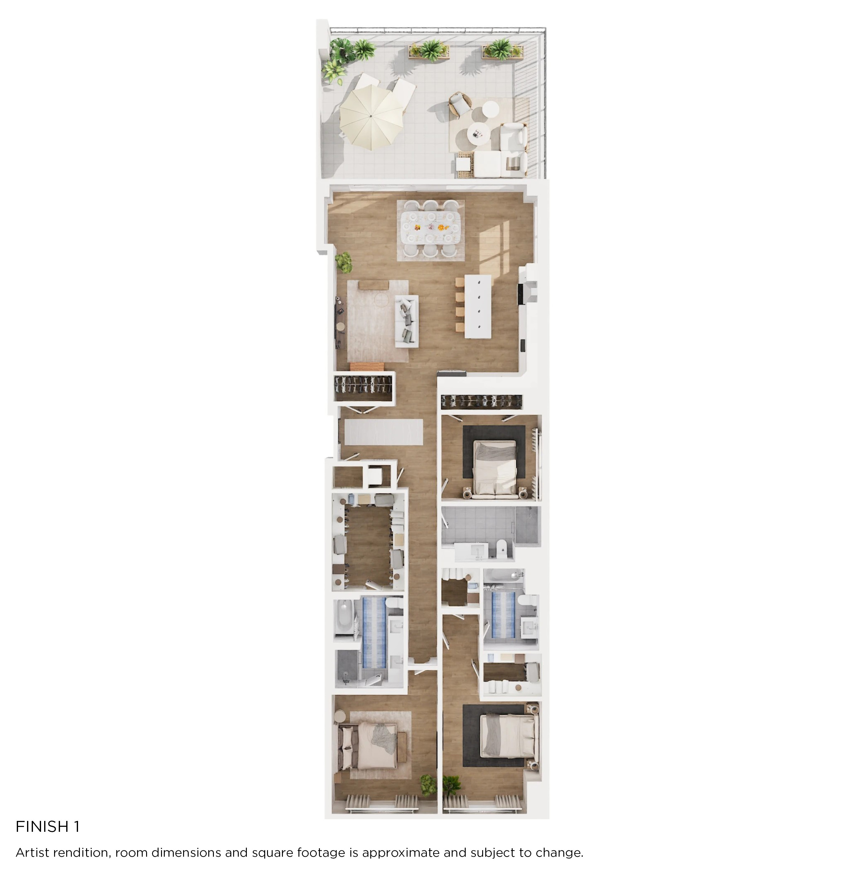 Floor plan for 3 beds, 3 baths, 2130 sqft