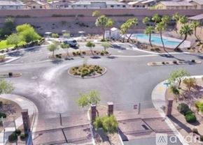 Laughlin townhouse for rent - A roundabout with a pool in the background.
