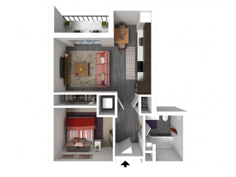 Floor plan for studio, 1 bath, 534 sqft
