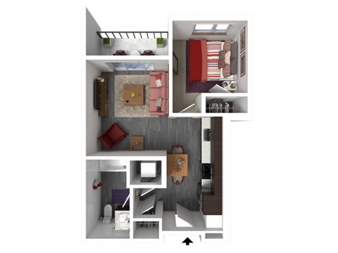 Floor plan for studio, 1 bath, 494 sqft