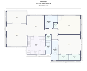 New Orleans house for rent - A floor plan of a property located at 1510 Camp St, New Orleans, LA.