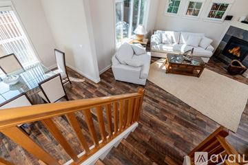 Bend house for rent - A living room with a white couch and a coffee table.
