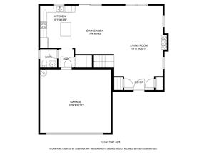 Jacksonville house for rent - A floor plan of a house with a kitchen, living room, bathroom, and garage.