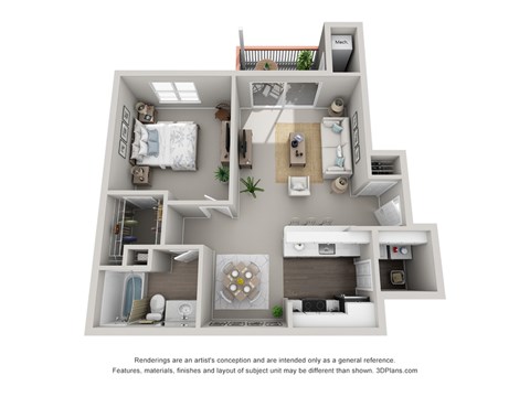 Floor plan for 1 bed, 1 bath, 800 sqft