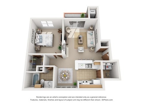 Floor plan for 1 bed, 1 bath, 800 sqft