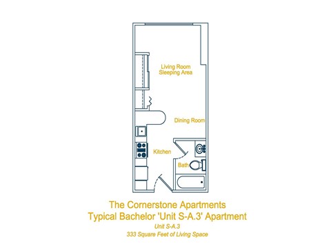 Floor plan for studio, 1 bath, 337 sqft