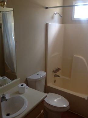 Lawrenceville house for rent - A white toilet sits next to a sink in a bathroom.