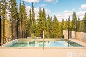 Winter Park apartment for rent - A pool surrounded by a black fence with trees in the background.