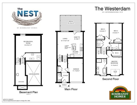 Floor plan for 3 beds, 2.5 baths, 1775 sqft