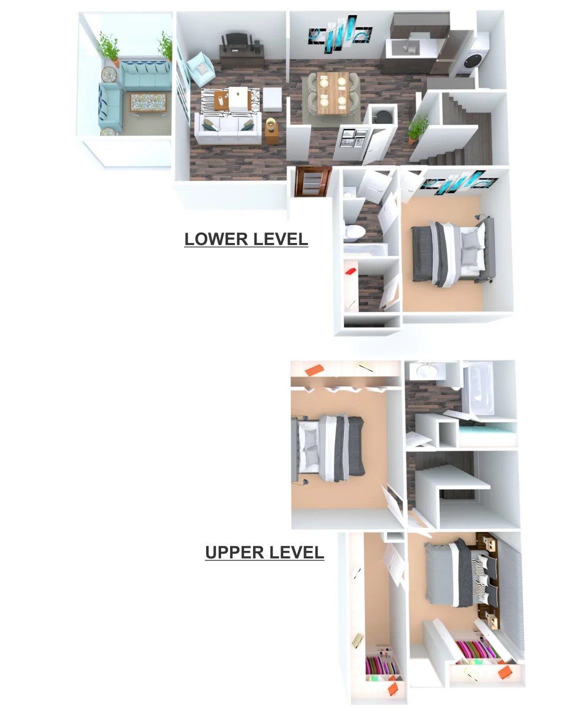 Floor plan for 3 beds, 2 baths, 1386 sqft