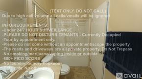 Riverside house for rent - A sign in a bathroom outlines the rules and requirements for a rental property.