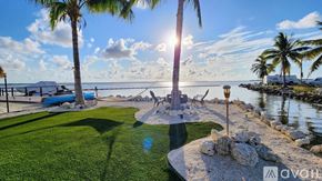 Big Pine Key house for rent - A sunny day at the beach with palm trees and a clear blue sky.