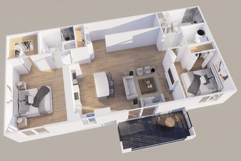 Floor plan for 2 beds, 2 baths, 1147 sqft