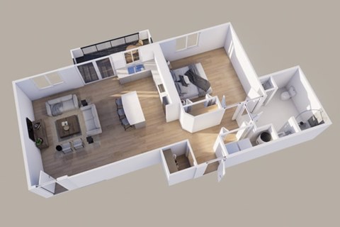 Floor plan for 1 bed, 1 bath, 1102 sqft